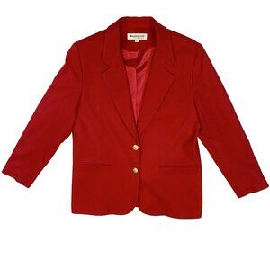 Appleseed's Vintage Women Classic Wool Red Blazer Size 10 Gold Buttons NEW